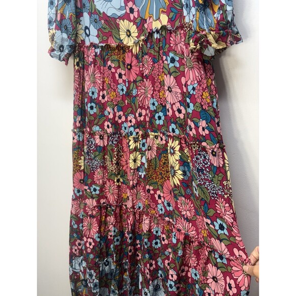 Natural Life Womens Collette Tiered  Maxi Dress Floral Boho Cottage Rayon Sz L - Picture 11 of 16
